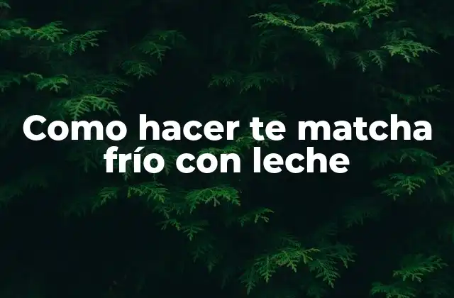 Como Hacer Te Matcha Frío con Leche
