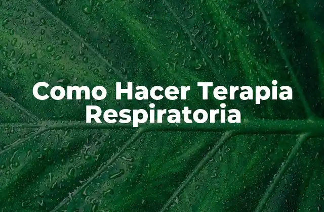 Como Hacer Terapia Respiratoria