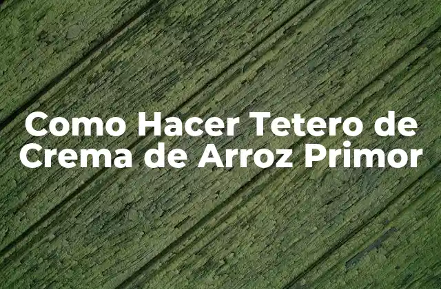 Como Hacer Tetero de Crema de Arroz Primor