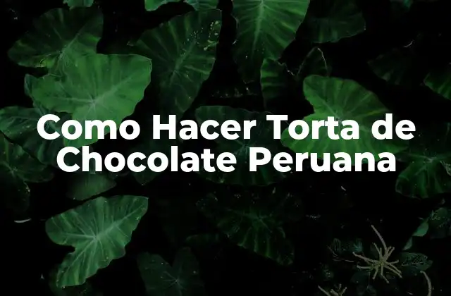 Como Hacer Torta de Chocolate Peruana