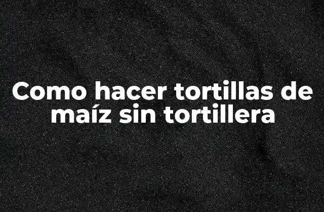 Como Hacer Tortillas de Maíz sin Tortillera