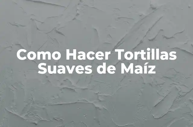 Como Hacer Tortillas Suaves de Maíz