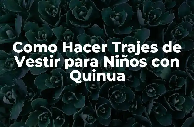 Como Hacer Trajes de Vestir para Niños con Quinua