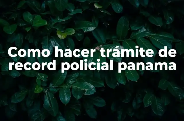 Como Hacer Trámite de Record Policial Panama