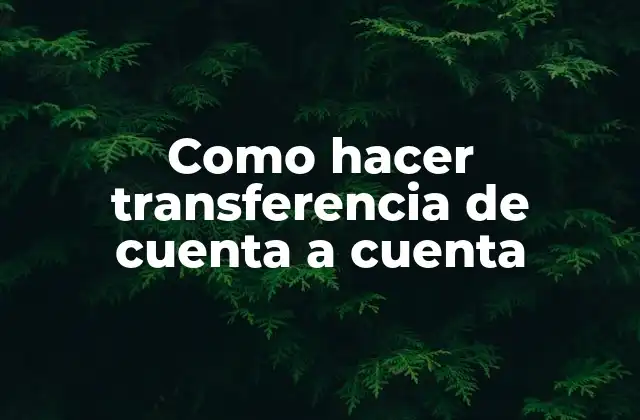 Como Hacer Transferencia de Cuenta a Cuenta