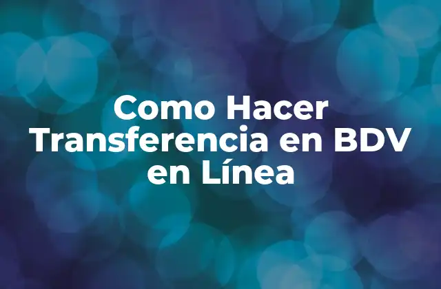 Como Hacer Transferencia en Bdv en Línea