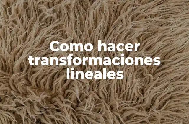 Como Hacer Transformaciones Lineales