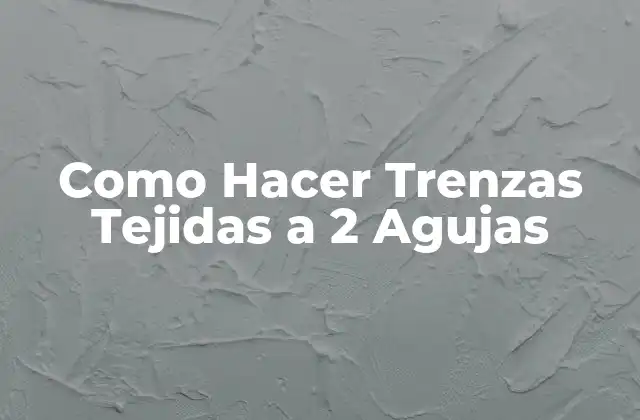 Como Hacer Trenzas Tejidas a 2 Agujas