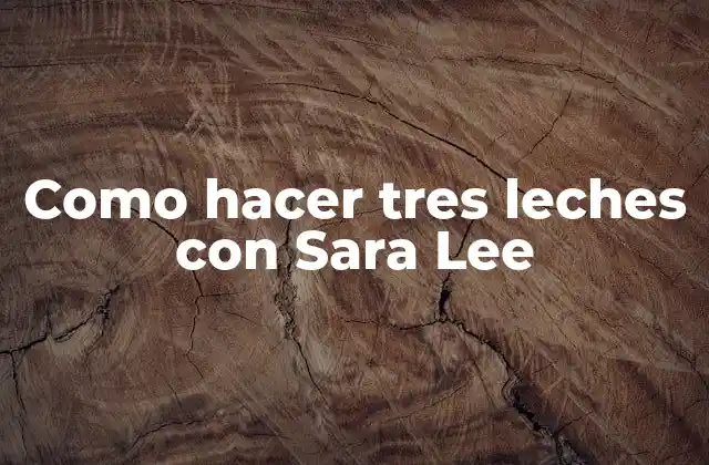 Como Hacer Tres Leches con Sara Lee
