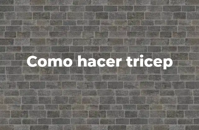 Como Hacer Tricep 2 ¿Qué son los músculos tríceps?