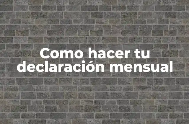 Como Hacer Tu Declaración Mensual
