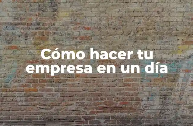 Cómo Hacer Tu Empresa en un Día
