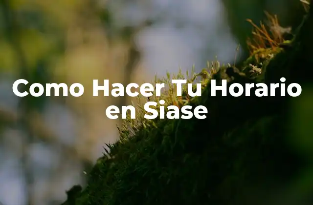 Como Hacer Tu Horario en Siase