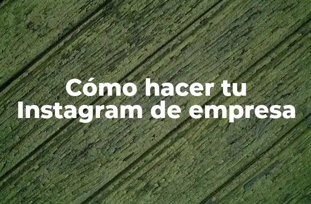 Cómo Hacer Tu Instagram de Empresa