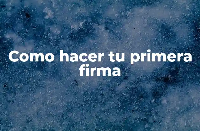 Como Hacer Tu Primera Firma