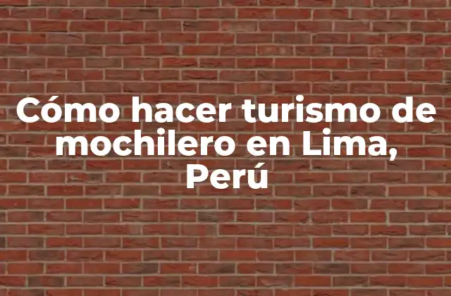 Cómo Hacer Turismo de Mochilero en Lima, Perú