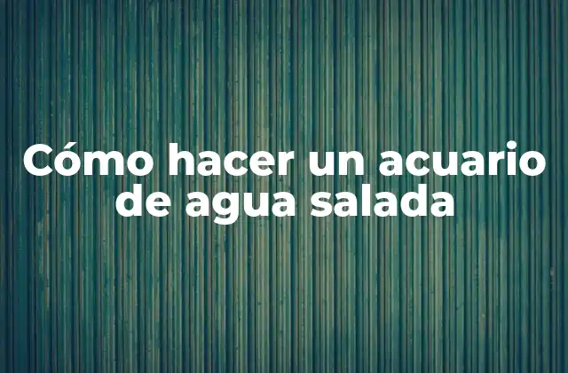 Cómo Hacer un Acuario de Agua Salada