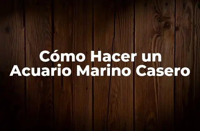 Cómo Hacer un Acuario Marino Casero