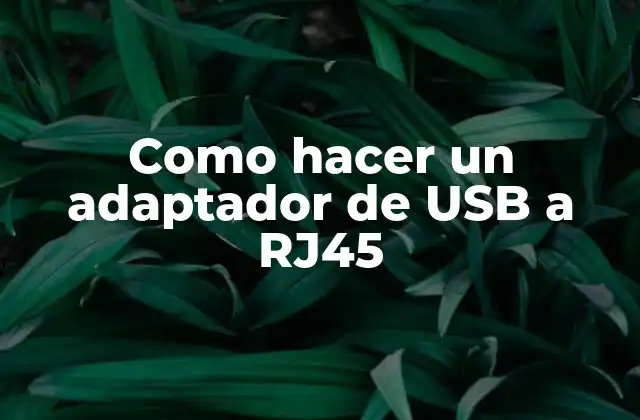Como Hacer un Adaptador de Usb a Rj45