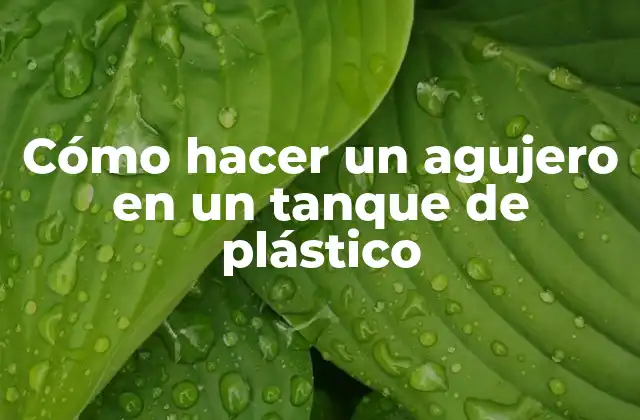 Cómo Hacer un Agujero en un Tanque de Plástico