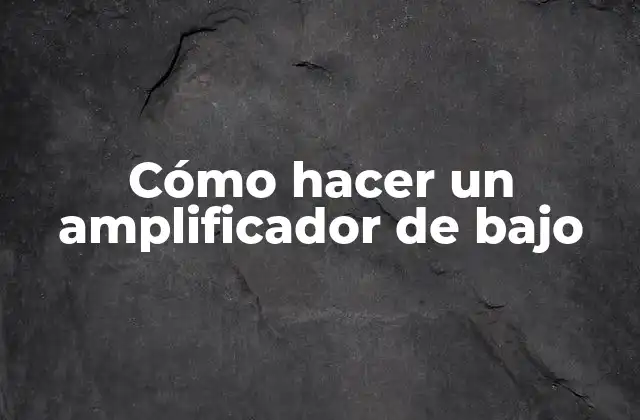 Cómo Hacer un Amplificador de bajo