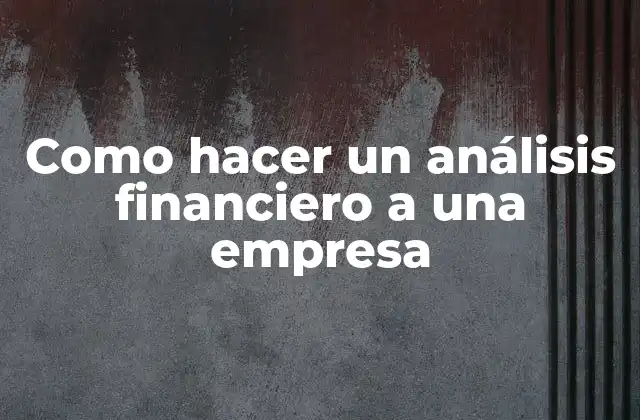 Como Hacer un Análisis Financiero a una Empresa
