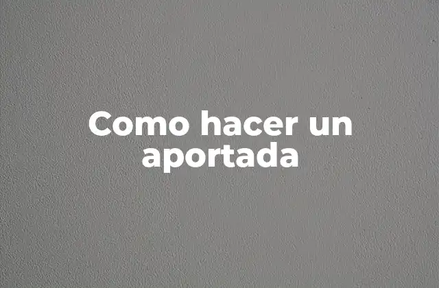 Como Hacer un Aportada