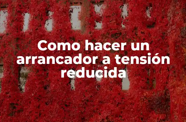 Como Hacer un Arrancador a Tensión Reducida