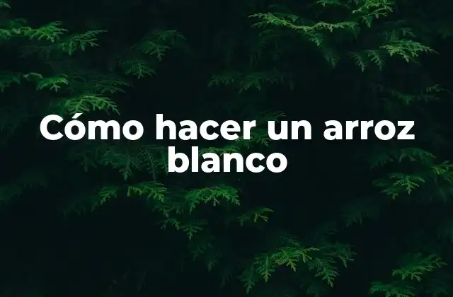 Cómo Hacer un Arroz Blanco