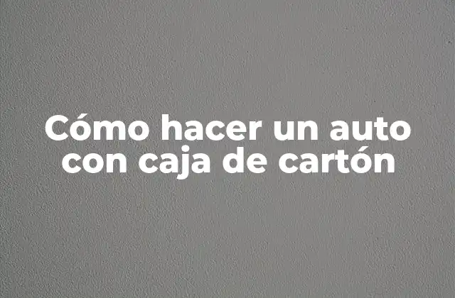 Cómo Hacer un Auto con Caja de Cartón