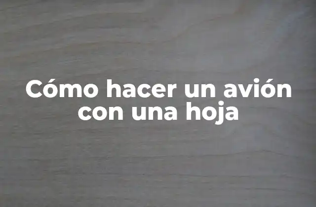 Cómo Hacer un Avión con una Hoja
