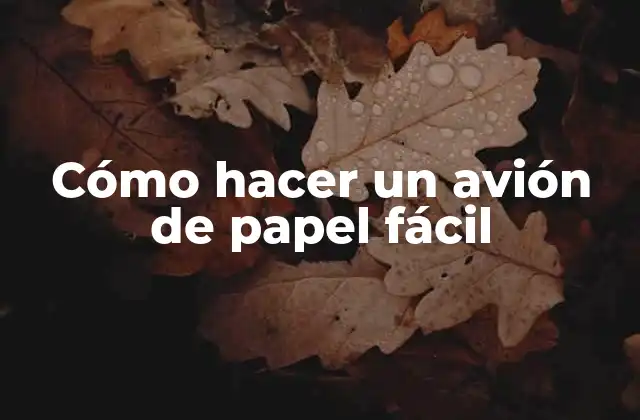 Cómo Hacer un Avión de Papel Fácil