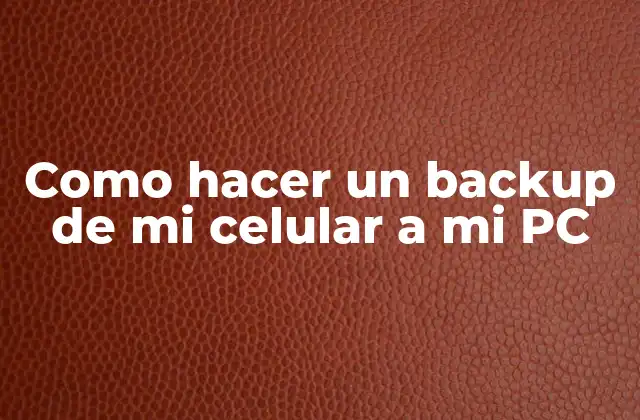 Como Hacer un Backup de Mi Celular a Mi Pc