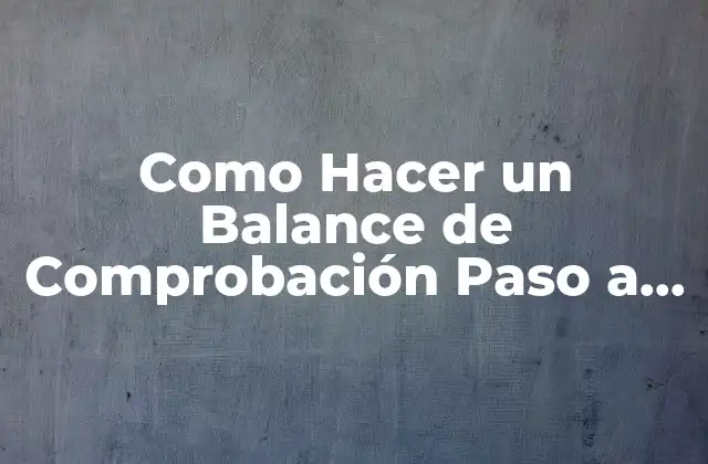Como Hacer un Balance de Comprobación Paso a Paso