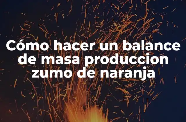 Cómo Hacer un Balance de Masa Produccion Zumo de Naranja