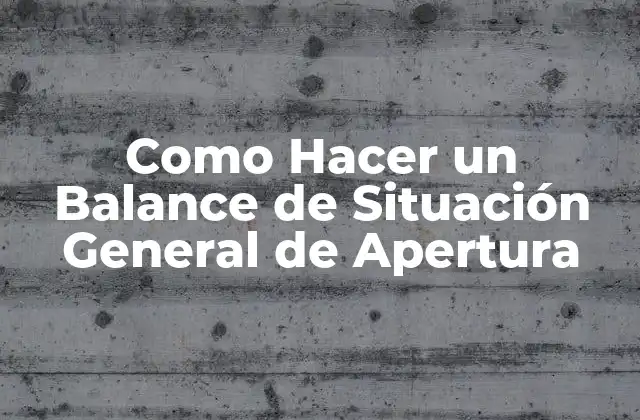 Como Hacer un Balance de Situación General de Apertura