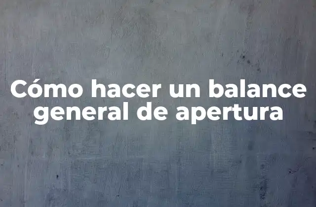 Cómo Hacer un Balance General de Apertura