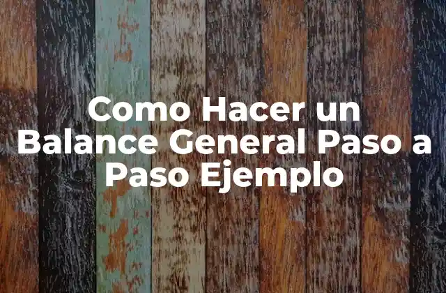 Como Hacer un Balance General Paso a Paso Ejemplo