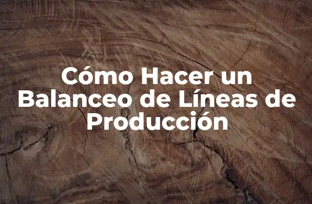 Cómo Hacer un Balanceo de Líneas de Producción