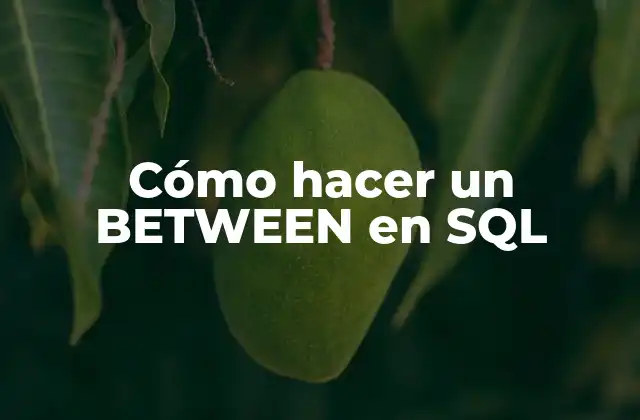 Cómo Hacer un Between en Sql