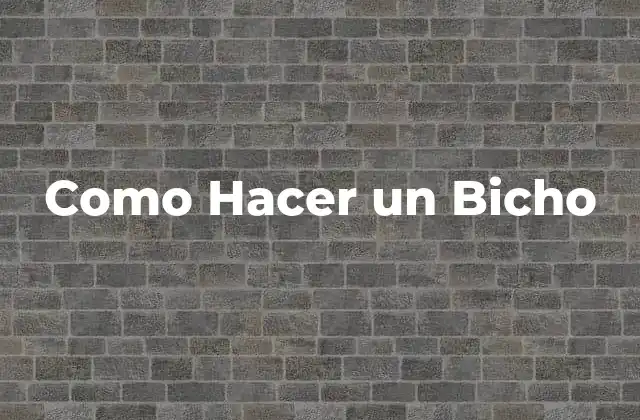 Como Hacer un Bicho