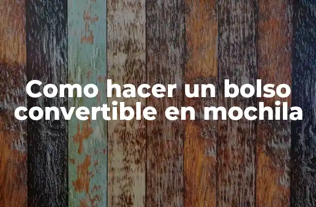 Como Hacer un Bolso Convertible en Mochila