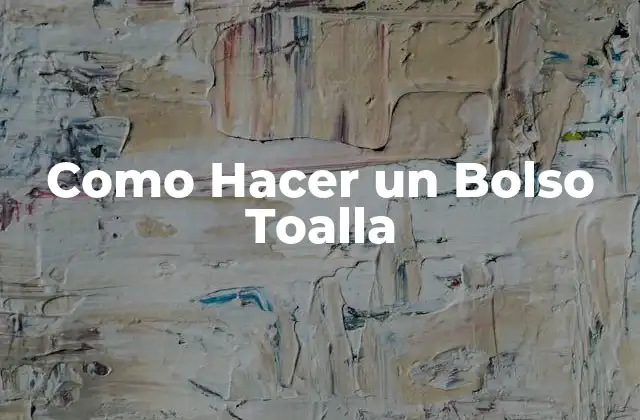 Como Hacer un Bolso Toalla