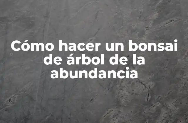 Cómo Hacer un Bonsai de Árbol de la Abundancia