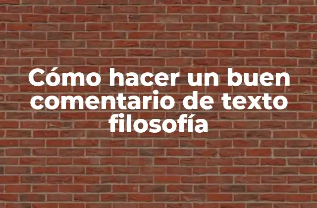 Cómo hacer un buen comentario de texto filosofía