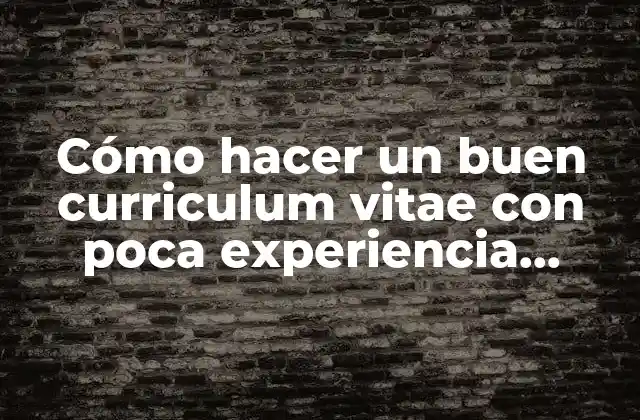 Cómo Hacer un Buen Curriculum Vitae con Poca Experiencia Laboral