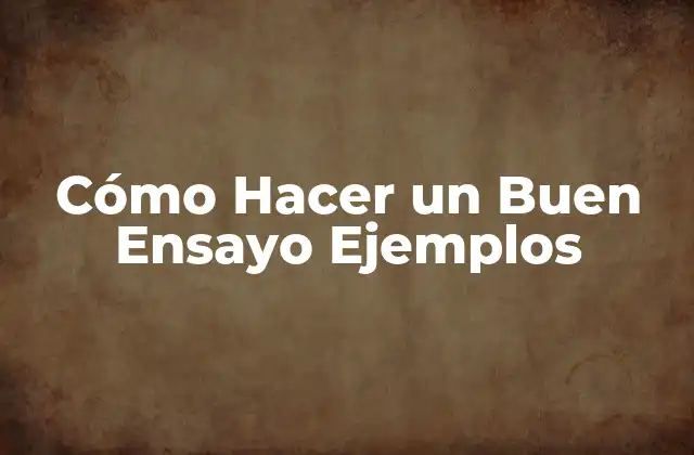 Cómo Hacer un Buen Ensayo Ejemplos