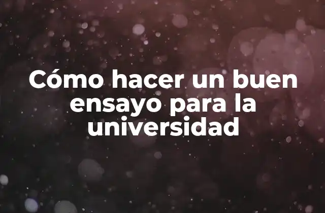 Cómo Hacer un Buen Ensayo para la Universidad