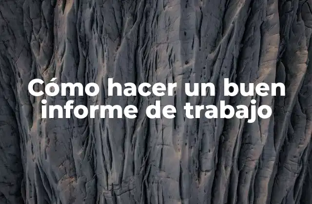 Cómo Hacer un Buen Informe de Trabajo