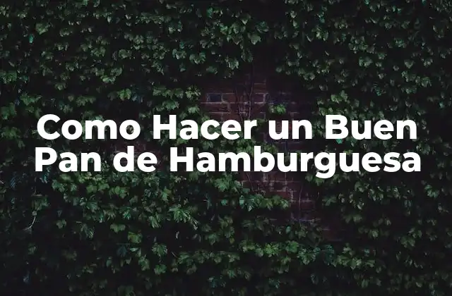 Como Hacer un Buen Pan de Hamburguesa